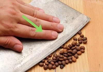 grind beans with a knife